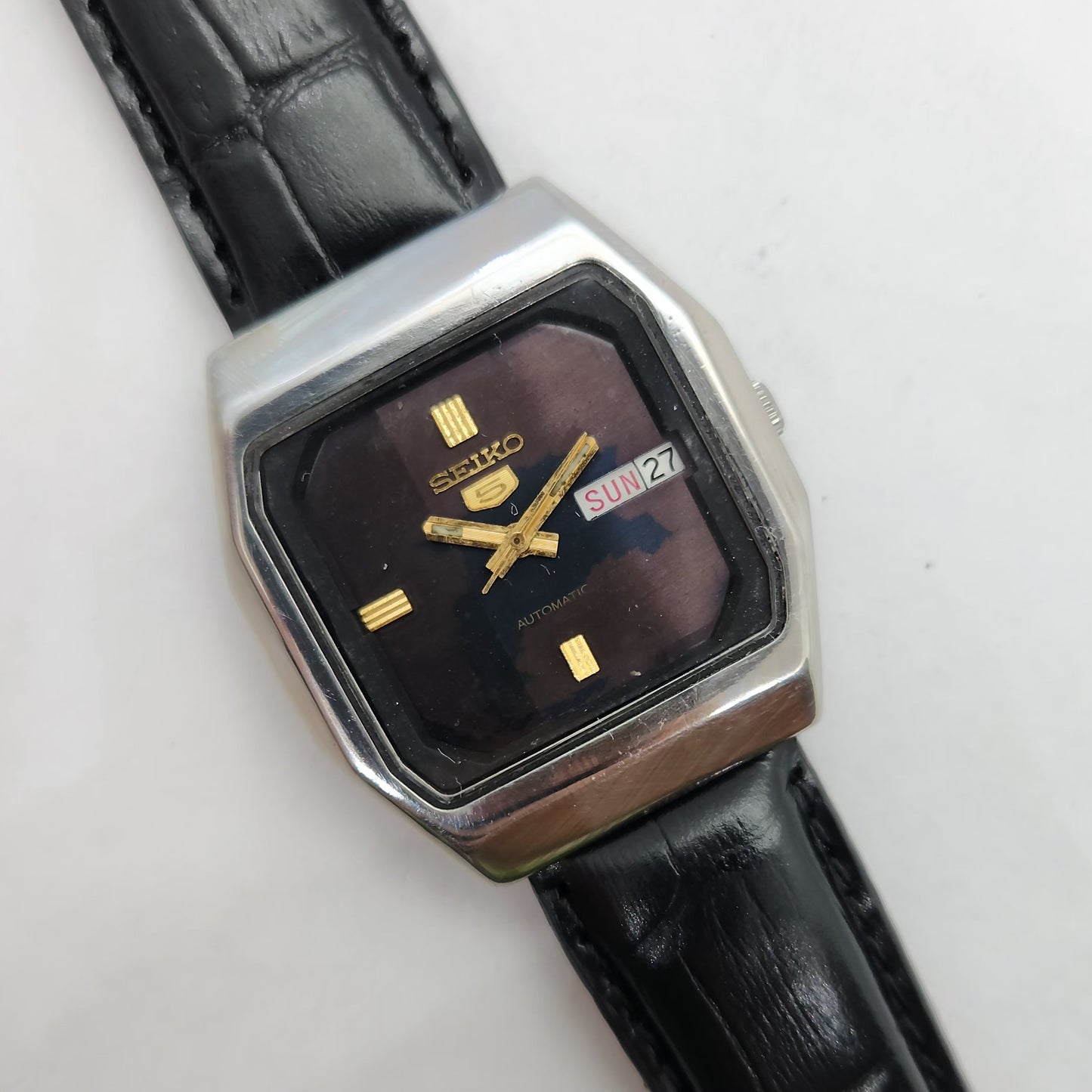 Vintage 1980 Original Seiko 5 Automatic 6349-5270 Brown face 23 Jewels Day-Date Japanese Men's Wrist Watch OG145