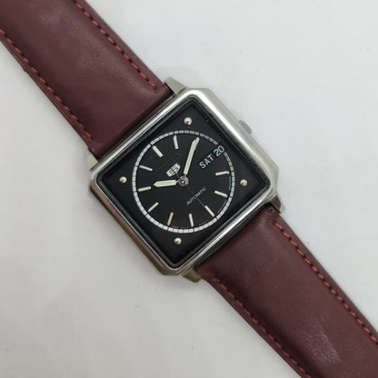 Vintage 1980 Original Seiko 5 Automatic 6309-8180 Black face 17 Jewels Day-Date Japanese Men's Wrist Watch OG146