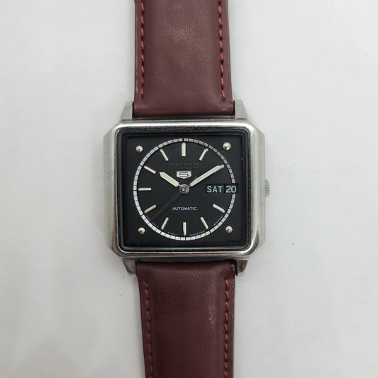 Vintage 1980 Original Seiko 5 Automatic 6309-8180 Black face 17 Jewels Day-Date Japanese Men's Wrist Watch OG146