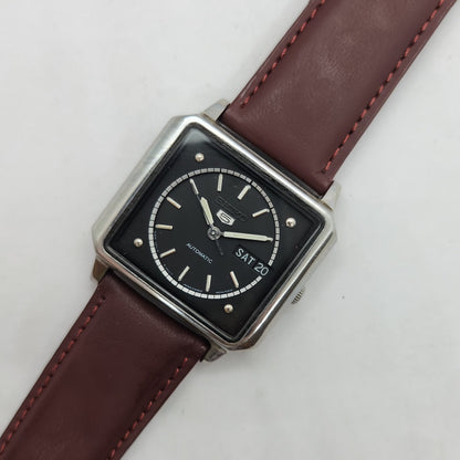 Vintage 1980 Original Seiko 5 Automatic 6309-8180 Black face 17 Jewels Day-Date Japanese Men's Wrist Watch OG146