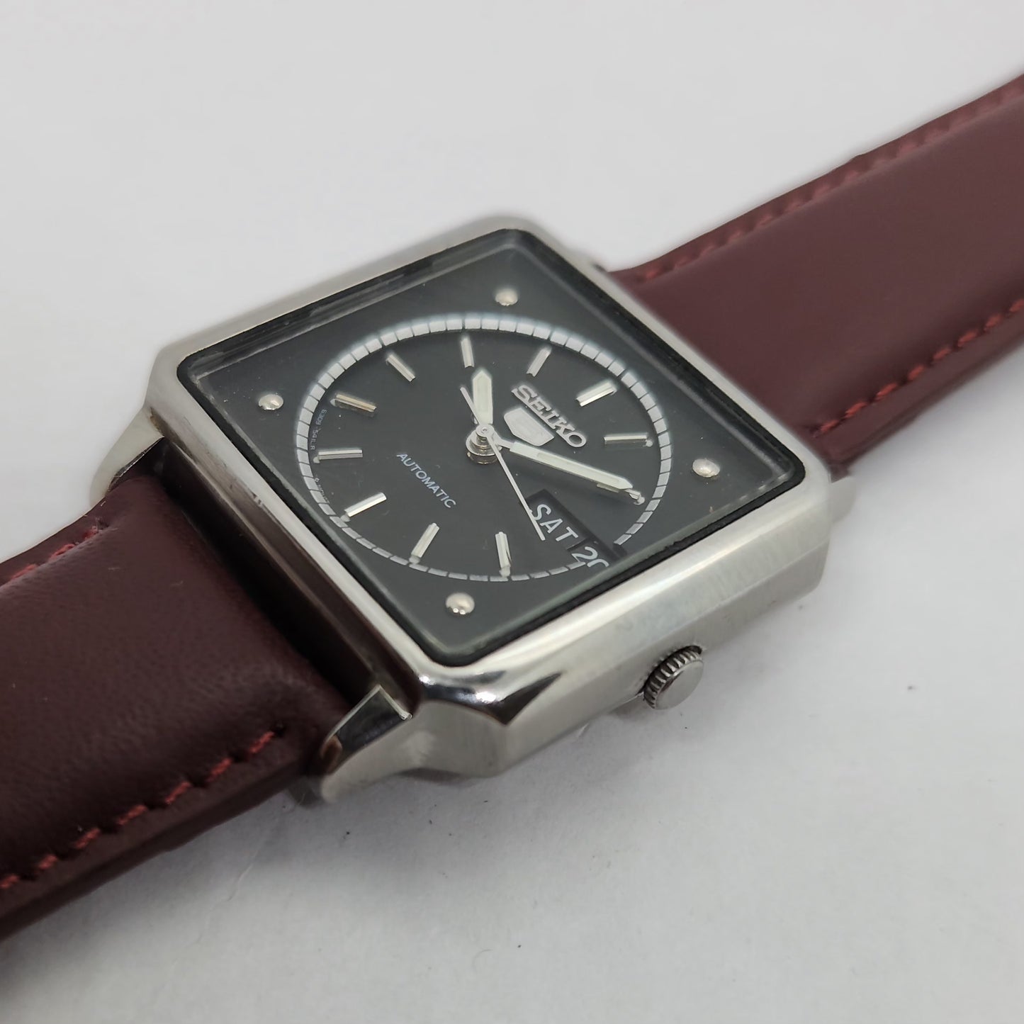 Vintage 1980 Original Seiko 5 Automatic 6309-8180 Black face 17 Jewels Day-Date Japanese Men's Wrist Watch OG146