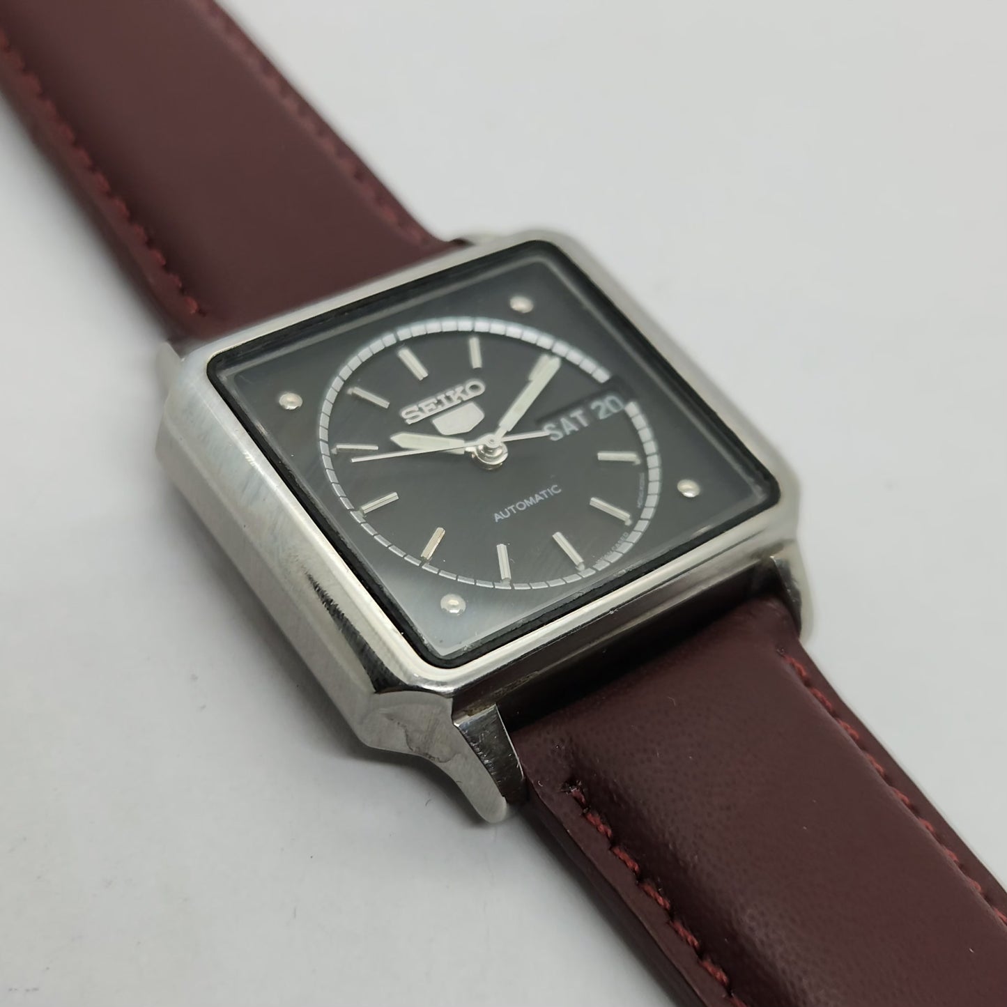 Vintage 1980 Original Seiko 5 Automatic 6309-8180 Black face 17 Jewels Day-Date Japanese Men's Wrist Watch OG146