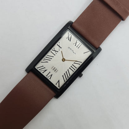 Original TITAN EDGE 1514YAA Rectangular White Face 28MM Case Men's Watch OG147
