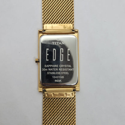 Original TITAN EDGE 1043YAB Golden Face 28MM Case Men's Watch OG155