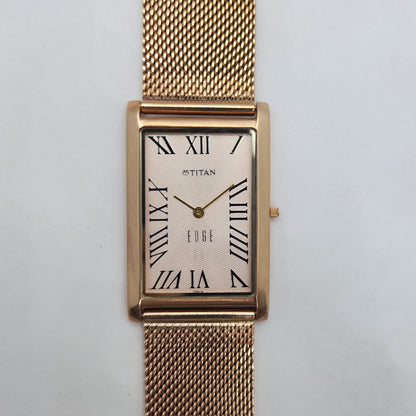Original TITAN EDGE 1514YAA Peach Face 29MM Case Men's Wrist Watch OG158