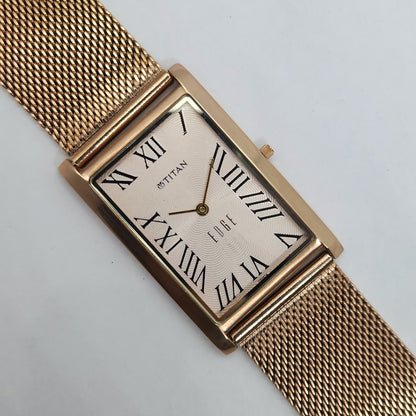 Original TITAN EDGE 1514YAA Peach Face 29MM Case Men's Wrist Watch OG158