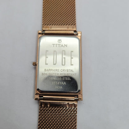 Original TITAN EDGE 1514YAA Peach Face 29MM Case Men's Wrist Watch OG158