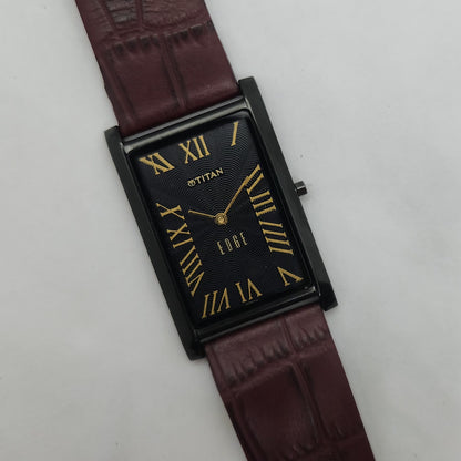 Original TITAN EDGE 1514YAA Rectangular Black Face 28MM Case Men's Watch OG148