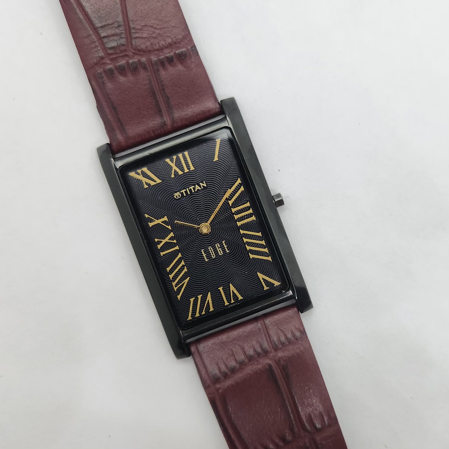 Original TITAN EDGE 1514YAA Rectangular Black Face 28MM Case Men's Watch OG148