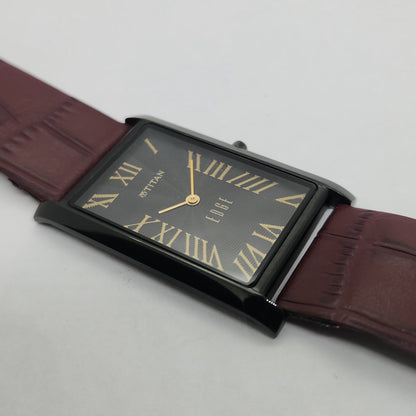 Original TITAN EDGE 1514YAA Rectangular Black Face 28MM Case Men's Watch OG148