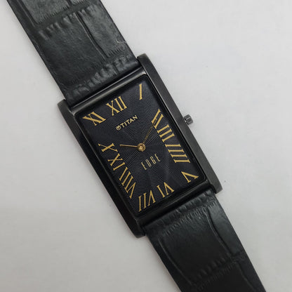 Original TITAN EDGE 1514YAA Rectangular Black Face 28MM Case Men's Watch OG160