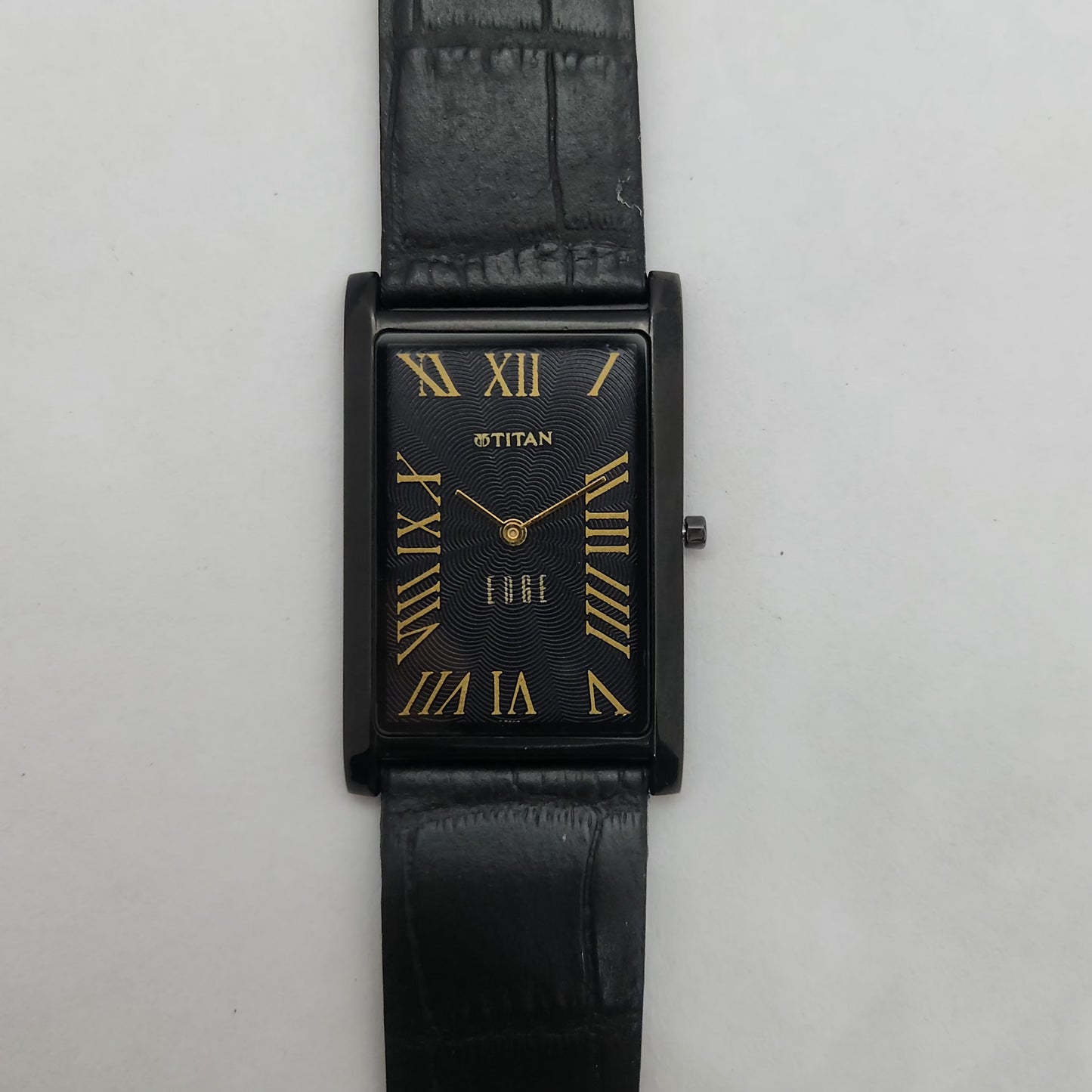 Original TITAN EDGE 1514YAA Rectangular Black Face 28MM Case Men's Watch OG160
