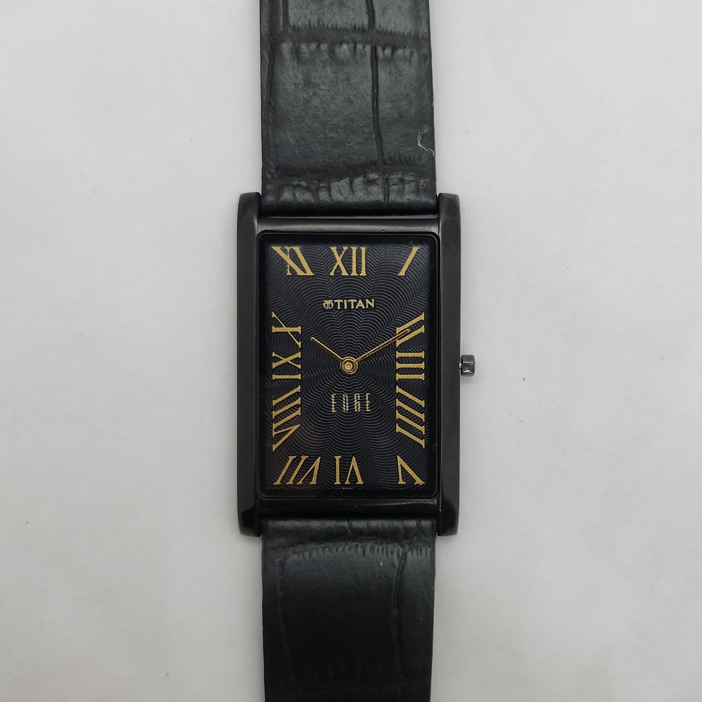 Original TITAN EDGE 1514YAA Rectangular Black Face 28MM Case Men's Watch OG160