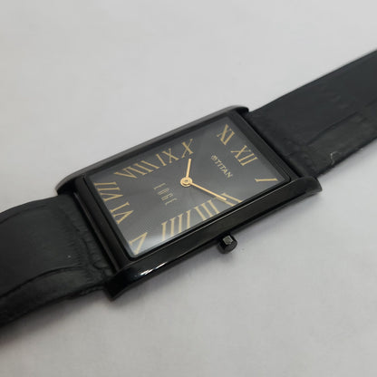 Original TITAN EDGE 1514YAA Rectangular Black Face 28MM Case Men's Watch OG160