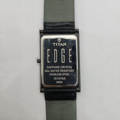 Original TITAN EDGE 1514YAA Rectangular Black Face 28MM Case Men's Watch OG160
