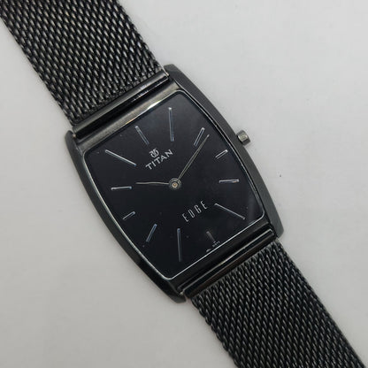 Original TITAN EDGE 1044YCB Black Face 28MM Case Men's Wrist Watch OG161