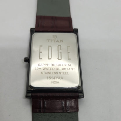 Original TITAN EDGE 1514YAA Rectangular Black Face 28MM Case Men's Watch OG152