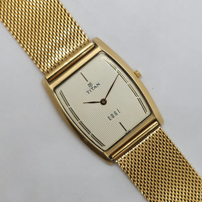 Original TITAN EDGE 1044YAB Barrel Golden Face 29MM Case Men's Watch OG163