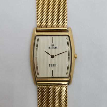 Original TITAN EDGE 1044YAB Barrel Golden Face 29MM Case Men's Watch OG163