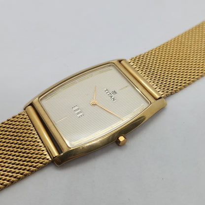 Original TITAN EDGE 1044YAB Barrel Golden Face 29MM Case Men's Watch OG163