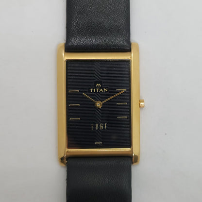 Original TITAN EDGE 1043YAB Rectangular Black Face 28MM Case Men's Watch OG153