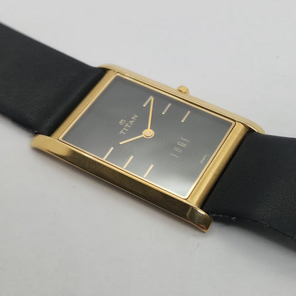 Original TITAN EDGE 1043YAB Rectangular Black Face 28MM Case Men's Watch OG153