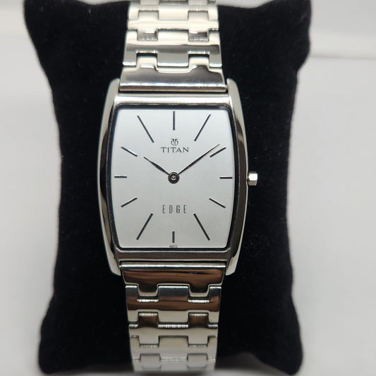 Original TITAN EDGE 1043BBD31 Rectangular Silver Face 29MM Case Men's Watch OG164
