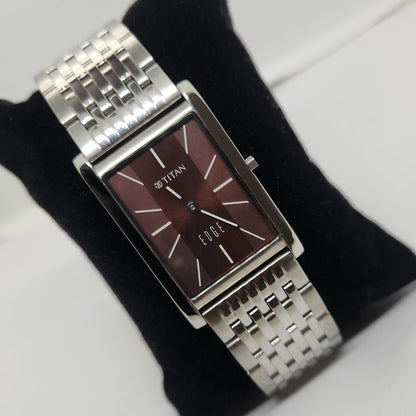 Original TITAN EDGE 1043YAB Brown Face 28MM Case Men's Watch OG168