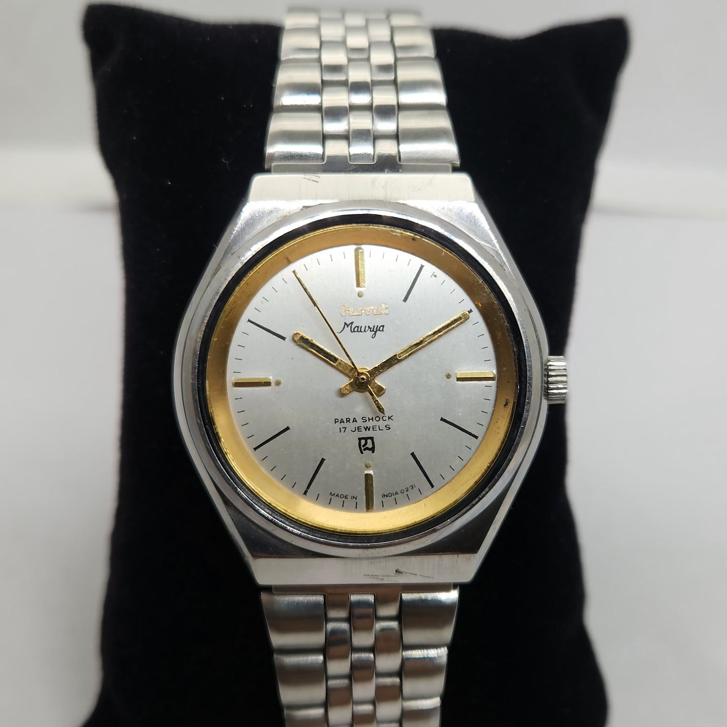 Vintage Original HMT Maurya Hand Winding 17 Jewels Silver Face Jubilee Bracelet Men's Wrist Watch OG170