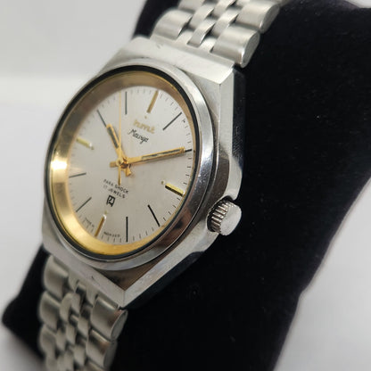 Vintage Original HMT Maurya Hand Winding 17 Jewels Silver Face Jubilee Bracelet Men's Wrist Watch OG170