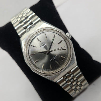 Vintage Original HMT Shreyas Hand Winding 17 Jewels Silver Face Jubilee Bracelet Date Men's Wrist Watch OG171