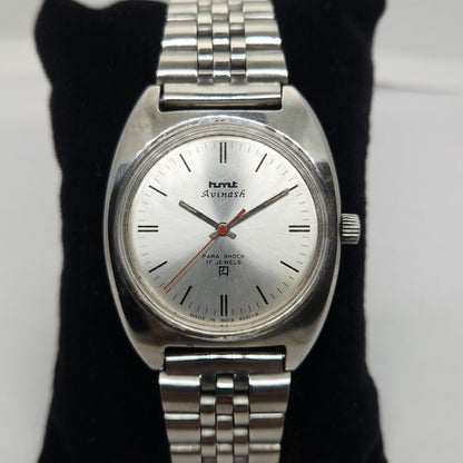 Vintage Original HMT Avinash Hand Winding 17 Jewels Silver Face Jubilee Bracelet Men's Wrist Watch OG172