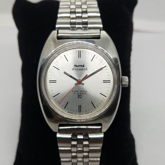 Vintage Original HMT Avinash Hand Winding 17 Jewels Silver Face Jubilee Bracelet Men's Wrist Watch OG172