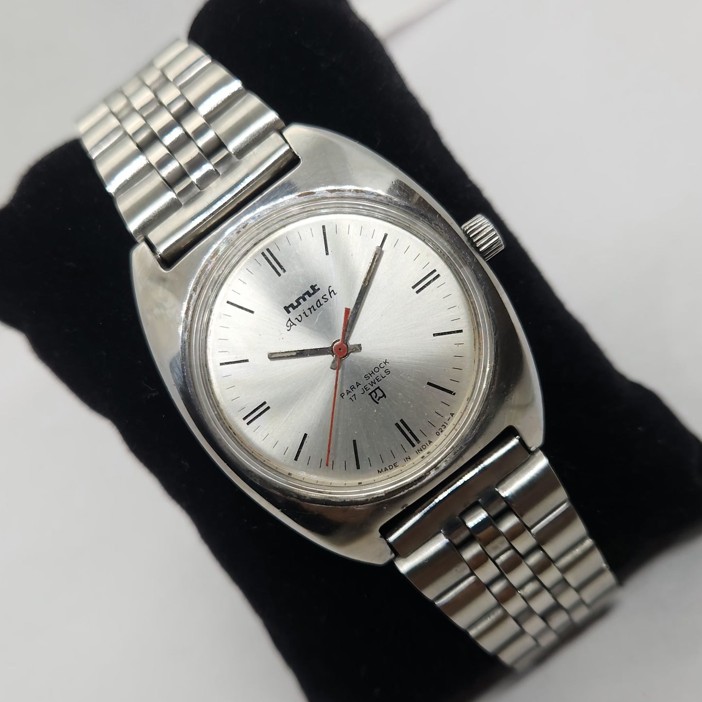 Vintage Original HMT Avinash Hand Winding 17 Jewels Silver Face Jubilee Bracelet Men's Wrist Watch OG172
