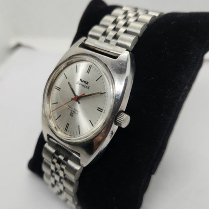 Vintage Original HMT Avinash Hand Winding 17 Jewels Silver Face Jubilee Bracelet Men's Wrist Watch OG172