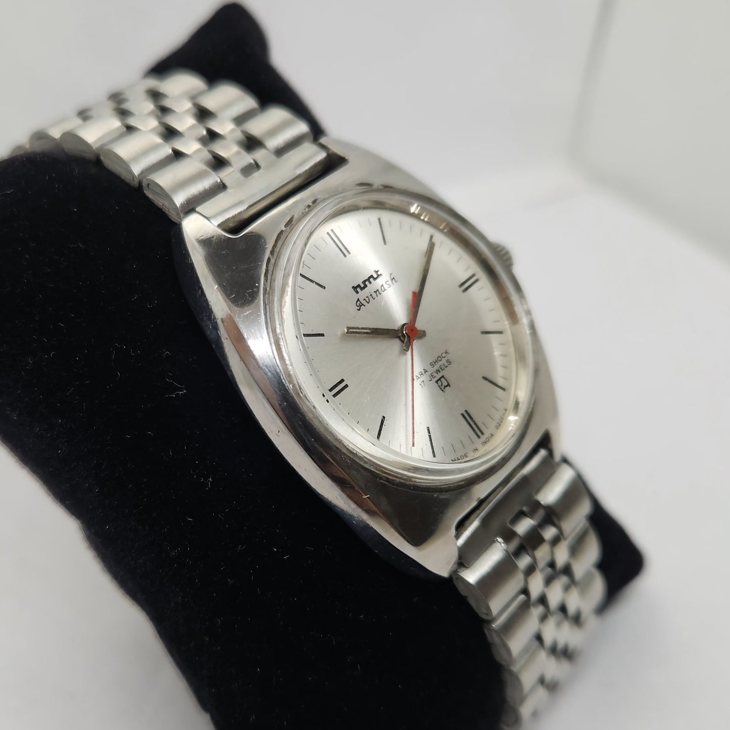 Vintage Original HMT Avinash Hand Winding 17 Jewels Silver Face Jubilee Bracelet Men's Wrist Watch OG172