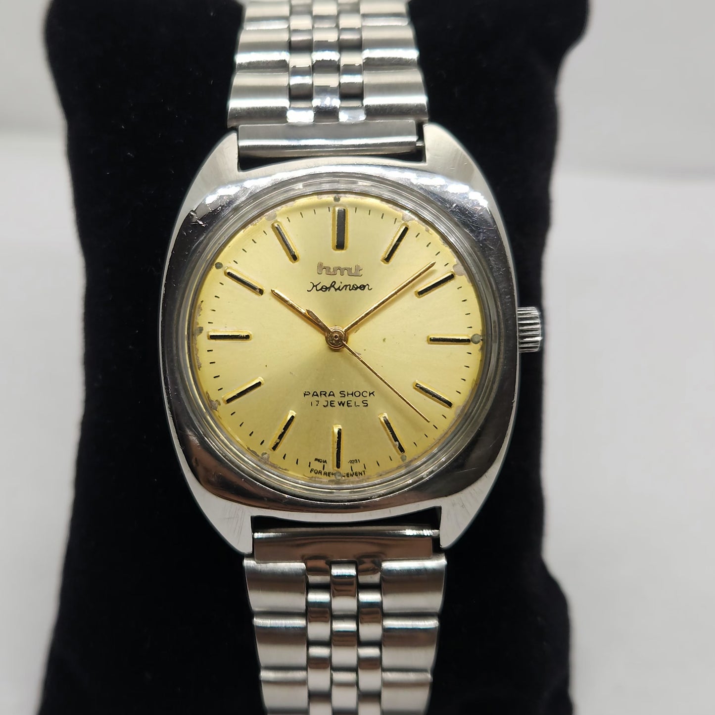 Vintage Original HMT Kohinoor Hand Winding 17 Jewels Gold Face Jubilee Bracelet Men's Wrist Watch OG174
