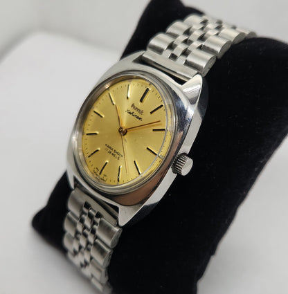 Vintage Original HMT Kohinoor Hand Winding 17 Jewels Gold Face Jubilee Bracelet Men's Wrist Watch OG174