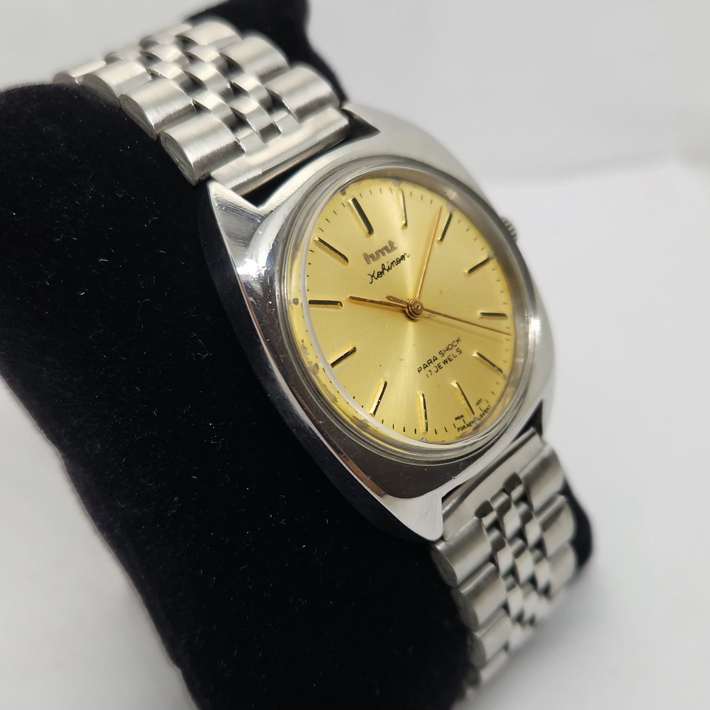 Vintage Original HMT Kohinoor Hand Winding 17 Jewels Gold Face Jubilee Bracelet Men's Wrist Watch OG174