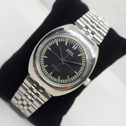 Vintage Original HMT Avinash  Hand Winding 17 Jewels Black Face Jubilee Bracelet Date Men's Wrist Watch OG175