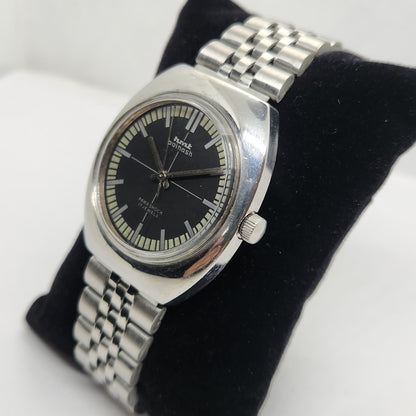 Vintage Original HMT Avinash  Hand Winding 17 Jewels Black Face Jubilee Bracelet Date Men's Wrist Watch OG175