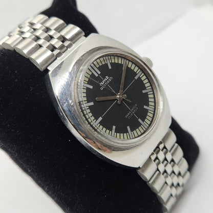 Vintage Original HMT Avinash  Hand Winding 17 Jewels Black Face Jubilee Bracelet Date Men's Wrist Watch OG175