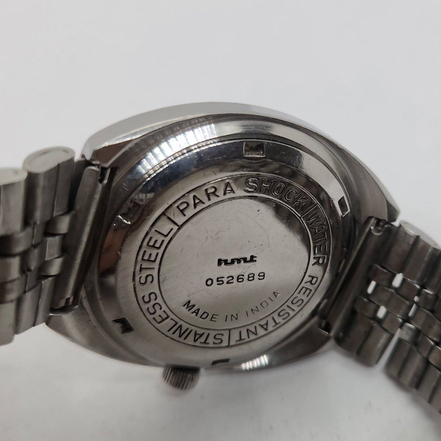 Vintage Original HMT Avinash  Hand Winding 17 Jewels Black Face Jubilee Bracelet Date Men's Wrist Watch OG175