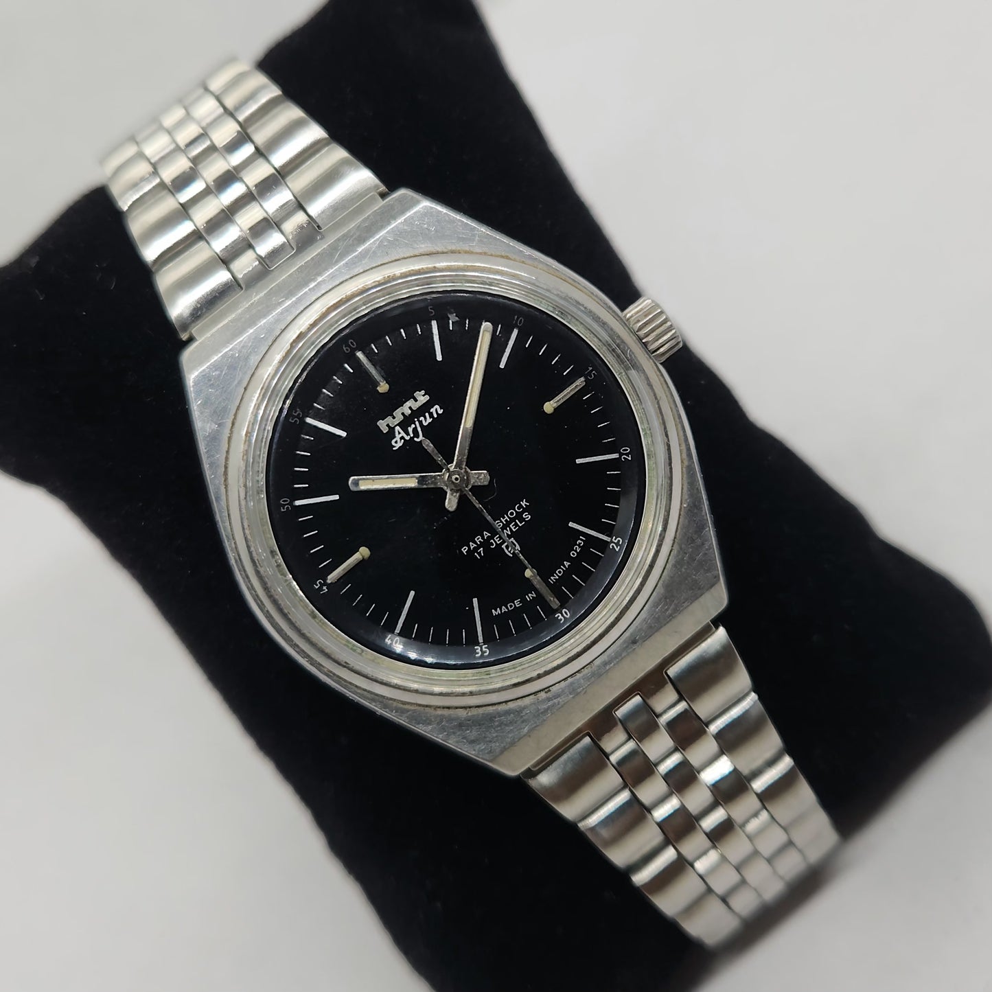 Vintage Original HMT Arjun Hand Winding 17 Jewels Black Face Jubilee Bracelet Men's Wrist Watch OG176