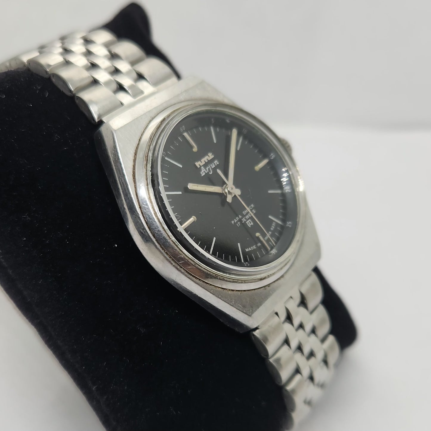 Vintage Original HMT Arjun Hand Winding 17 Jewels Black Face Jubilee Bracelet Men's Wrist Watch OG176