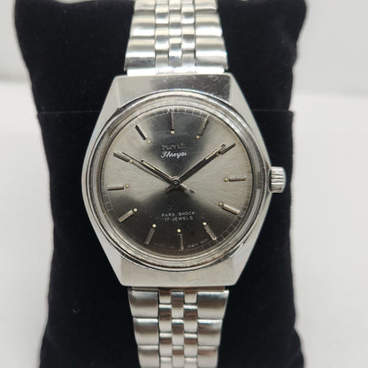 Vintage Original HMT Shreyas Hand Winding 17 Jewels Silver Face Jubilee Bracelet Date Men's Wrist Watch OG177