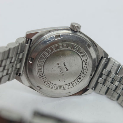 Vintage Original HMT Shreyas Hand Winding 17 Jewels Silver Face Jubilee Bracelet Date Men's Wrist Watch OG177