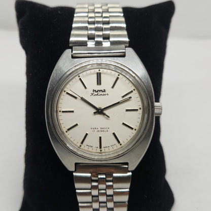 Vintage Original HMT Kohinoor Hand Winding 17 Jewels White Face Jubilee Bracelet Date Men's Wrist Watch OG178