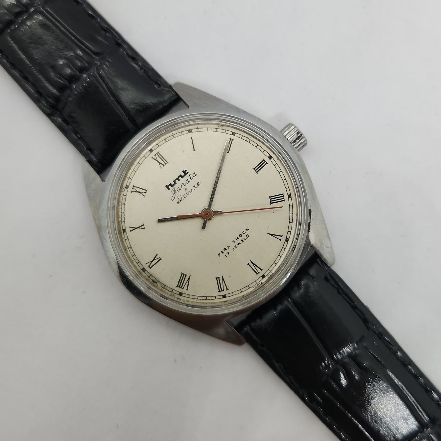 Vintage Original HMTJanata Deluxe Hand Winding 17 Jewels Silver Face Men's Wrist Watch OG180