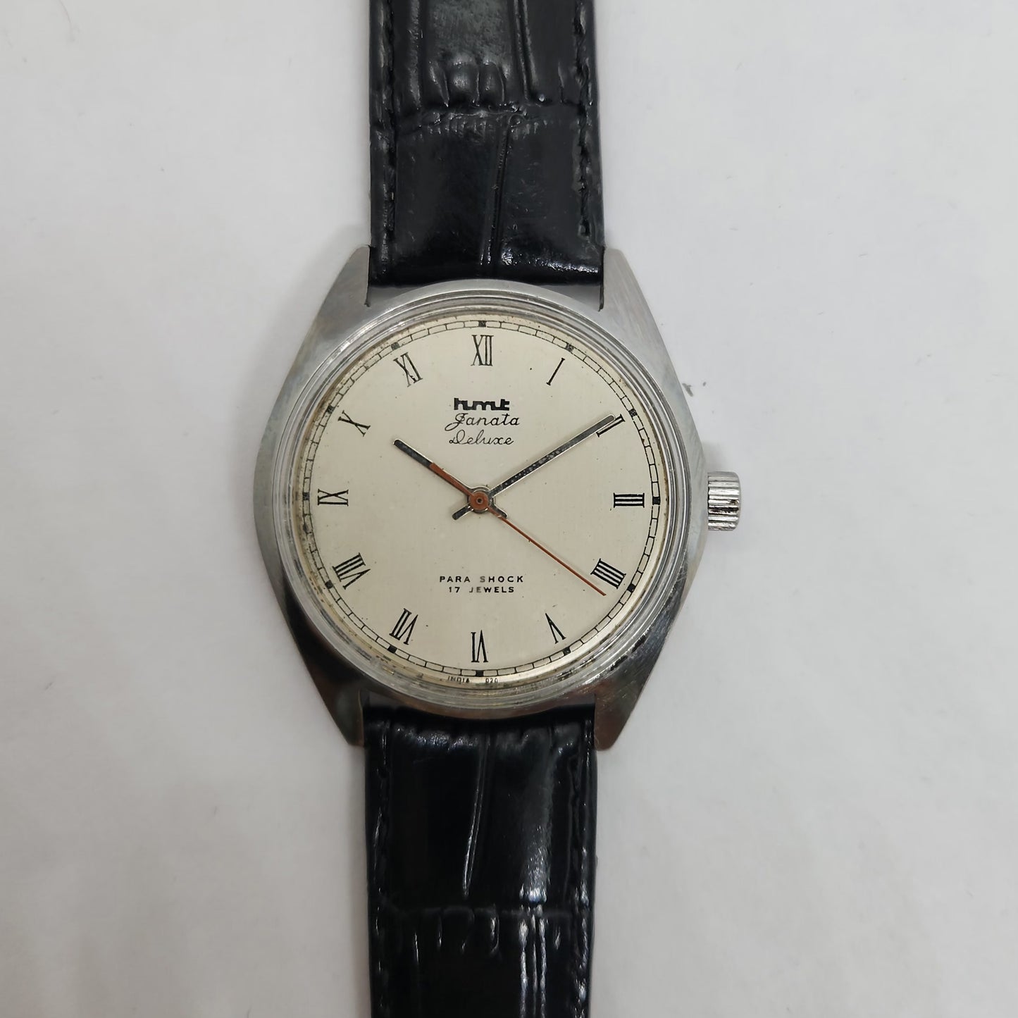 Vintage Original HMTJanata Deluxe Hand Winding 17 Jewels Silver Face Men's Wrist Watch OG180
